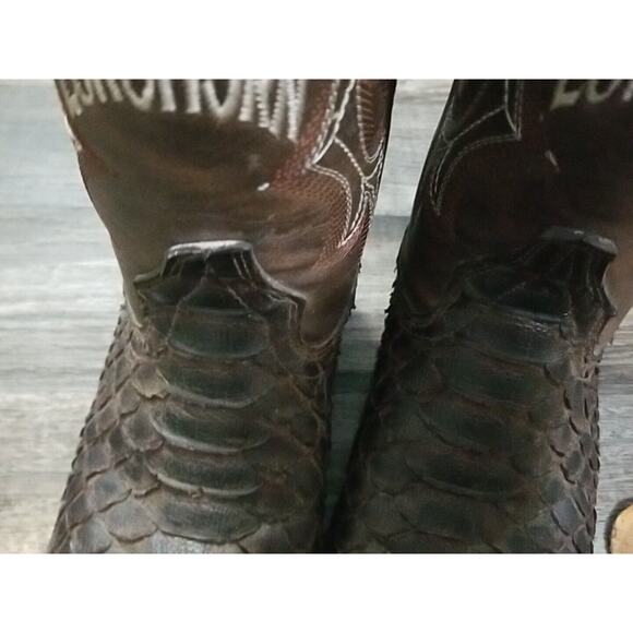 Mens Genuine Python Quality Handcrafted Western Brown Longhorn Boots Size 7 main image 13